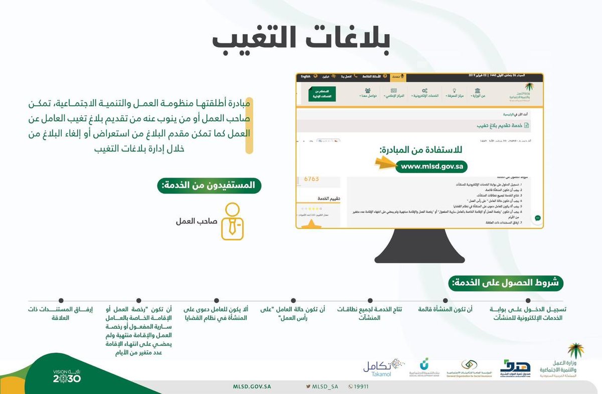 الاستعلام عن بلاغات الهروب من العمل
